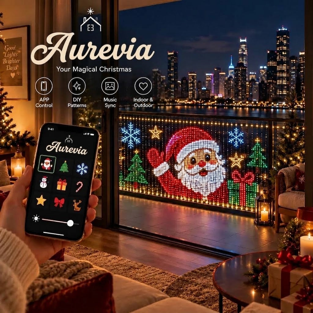 🎄💯Smart Animated Curtain Lights – App-Controlled RGB Balcony & Window Display