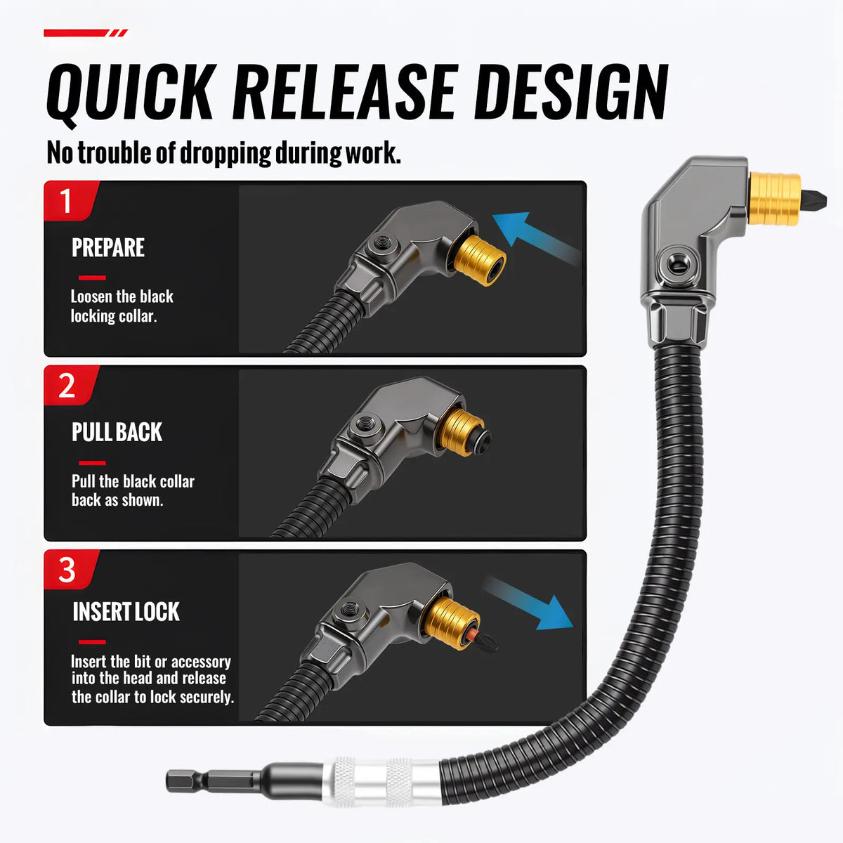 90-Degree Right-Angle Drill Attachment—Rotary Corner Drilling Adapter for Tight Spaces