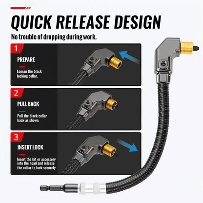 90-Degree Right-Angle Drill Attachment—Rotary Corner Drilling Adapter for Tight Spaces