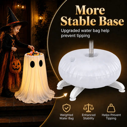 Halloween Glow-in-the-Dark Ghost Candy Bowl – With String Lights, Timer, and Remote Control