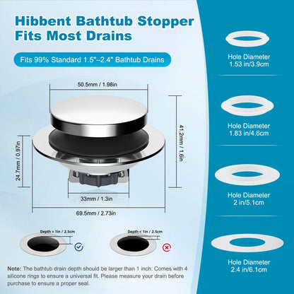 Anti-Clog Deodorizing Bathtub Drain Plug (Brass & Stainless Steel) with Hair Catcher