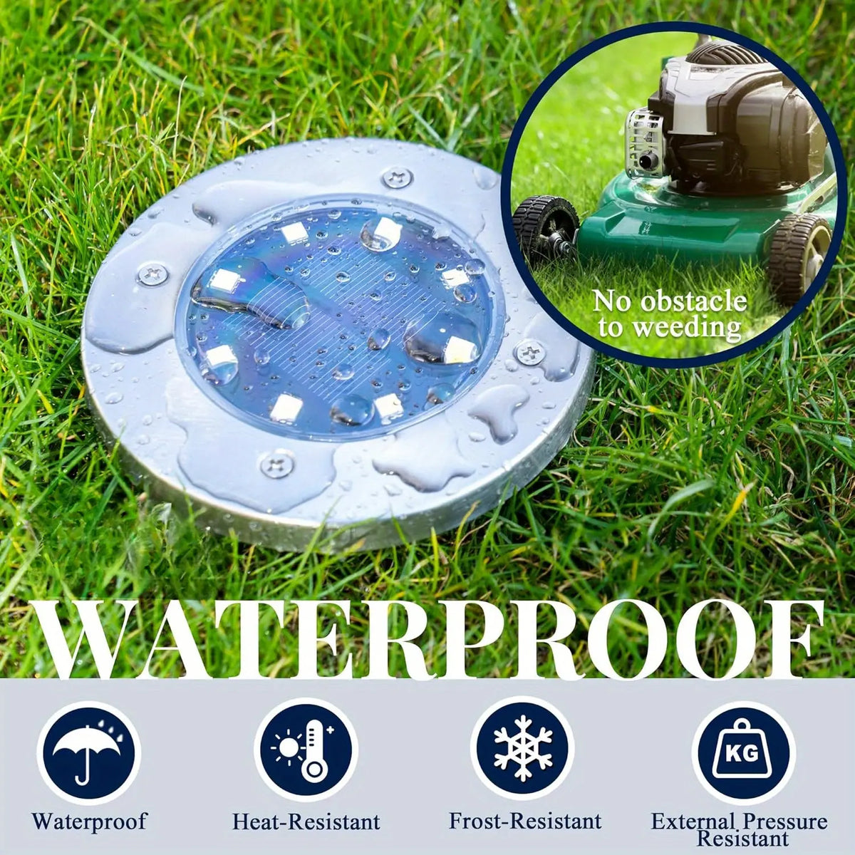 Outdoor waterproof solar ground lights, suitable for landscape lighting in courtyards, along pathways, on lawns, in yards, on terraces, and in similar areas.