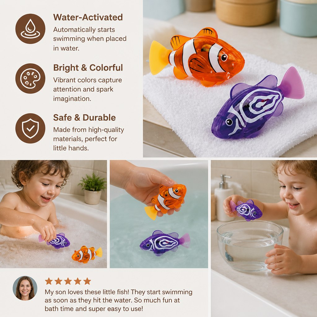 LED Swimming Fish Pool Toy Set – Automatic Water Activated Light-Up Fish