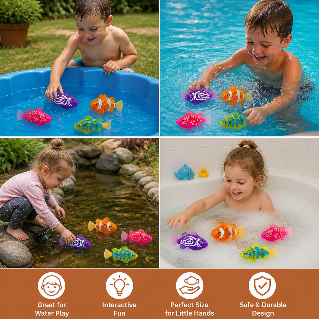 LED Swimming Fish Pool Toy Set – Automatic Water Activated Light-Up Fish