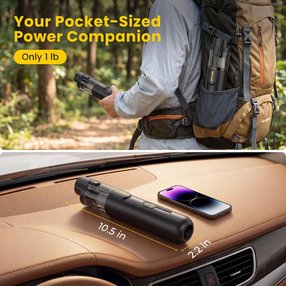 Cordless Portable Car Vacuum Cleaner – 15,000Pa Powerful Suction, 4-in-1 Mini Vacuum, Green LED Indicator
