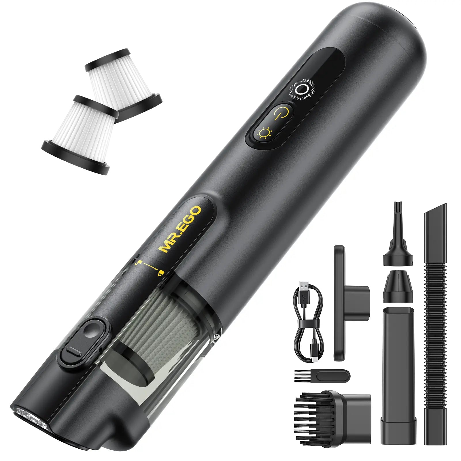 Cordless Portable Car Vacuum Cleaner – 15,000Pa Powerful Suction, 4-in-1 Mini Vacuum, Green LED Indicator