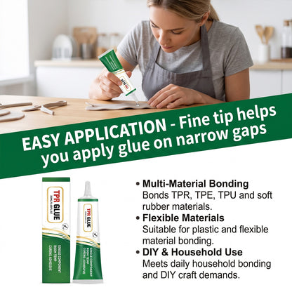 Specialized adhesive for TPR soft rubber; colorless, transparent, and eco-friendly; provides strong, waterproof bonding.