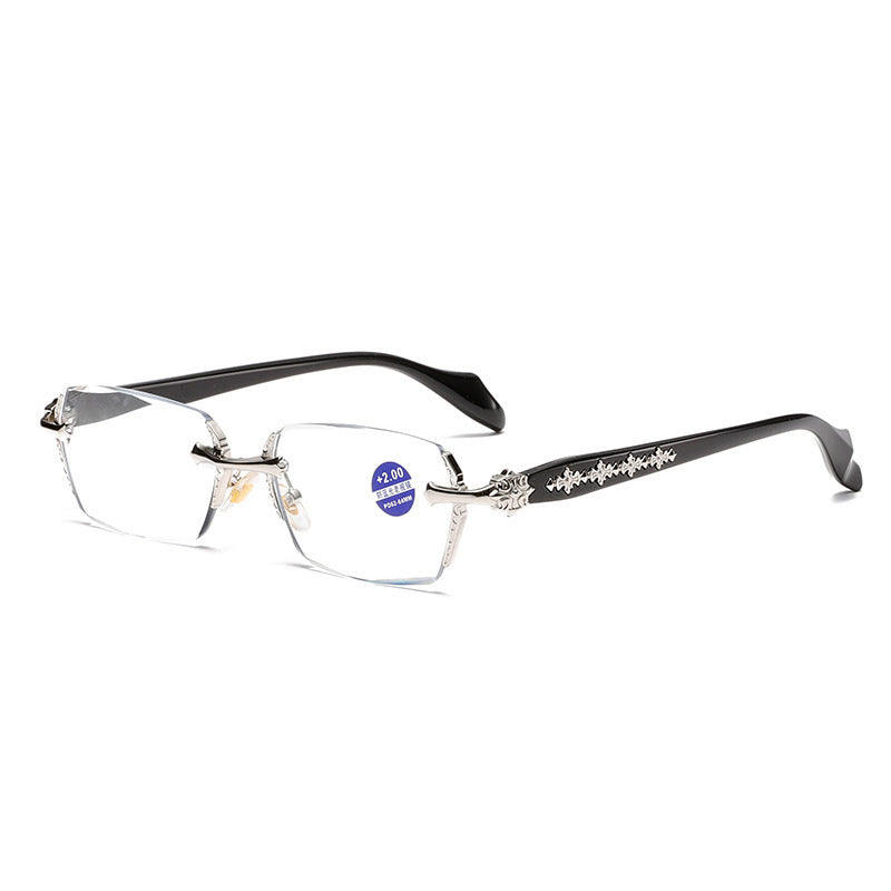 High-quality rimless glasses featuring a diamond-cut edge design—a versatile everyday accessory for men and women.