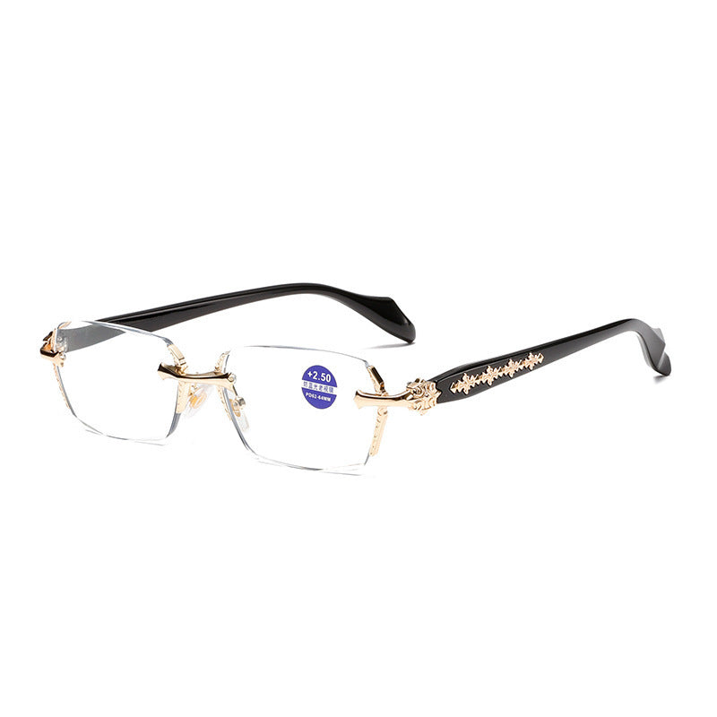 High-quality rimless glasses featuring a diamond-cut edge design—a versatile everyday accessory for men and women.