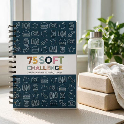 "75 Soft" Challenge Journal for Women: A5 Spiral-Bound 75-Day Habit Tracker—Features full-color daily logs, weekly reviews, and trackers for diet, hydration, exercise, and reading.