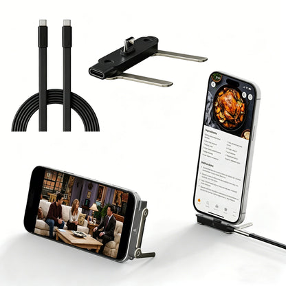 240W Ultra-Fast Type-C Cable with 360° Detachable Phone Stand