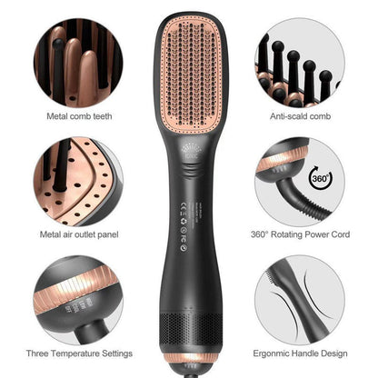 🔥LAST DAY 49% OFF🔥💇‍♀️3-in-1 Ionic Hair Dryer Brush ✨ One Step Hot Air Styling Brush for Straightening, Drying & Curling