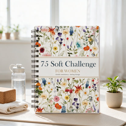 "75 Soft" Challenge Journal for Women: A5 Spiral-Bound 75-Day Habit Tracker—Features full-color daily logs, weekly reviews, and trackers for diet, hydration, exercise, and reading.