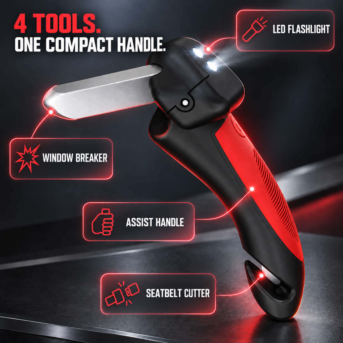 🚗🦯 All-in-One Car Cane Mobility Aid – Door Handle Assist with LED Light & Emergency Tool 🔦