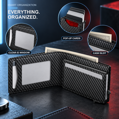 👔💳 Men's RFID Minimalist Bifold Wallet – Pop-Up Card Holder, Money Clip & Gift Box 🎁