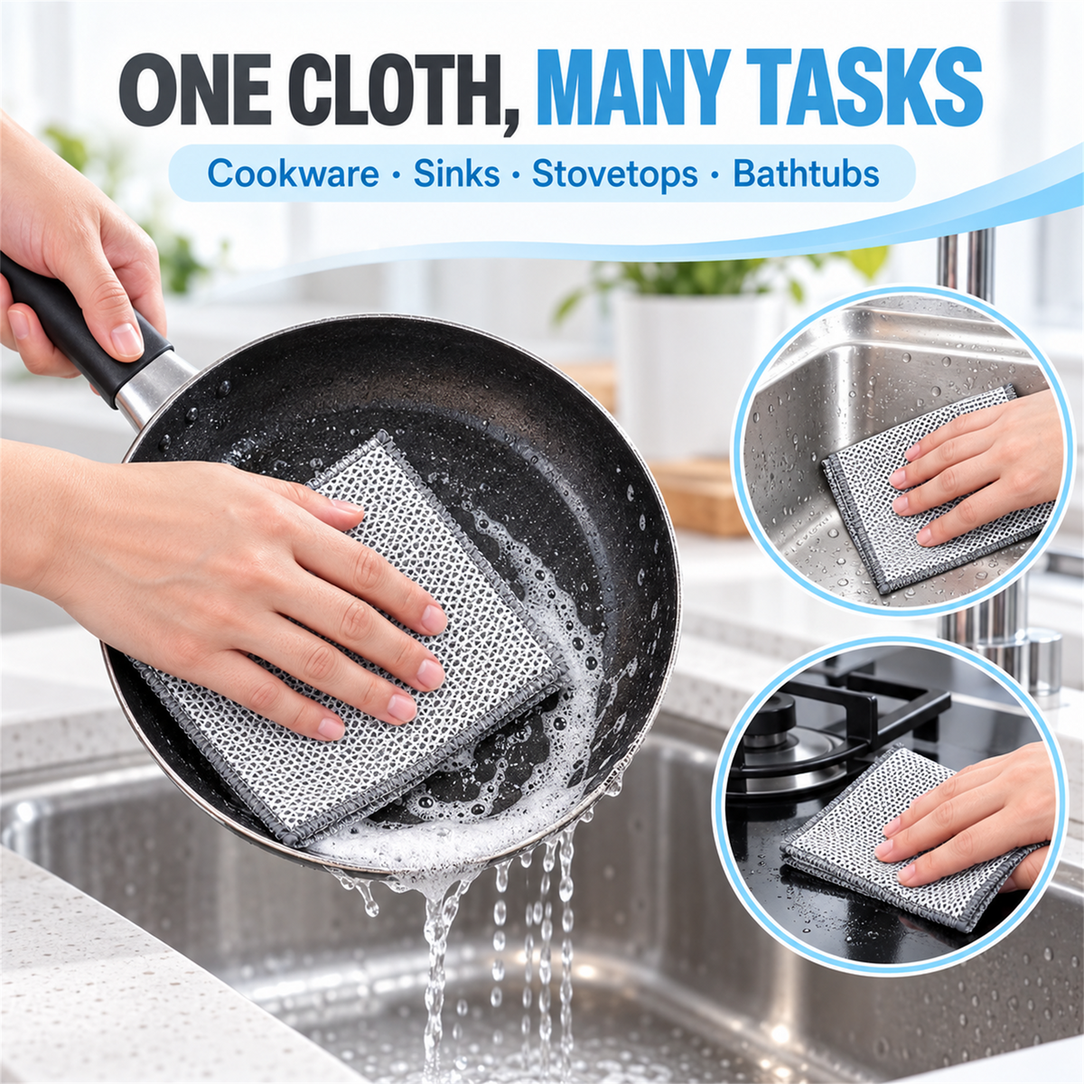 🧽✨20-Count Non-Scratch Wire Dishcloths – Reusable Kitchen Cleaning Towels for Wet & Dry Use 🍽️