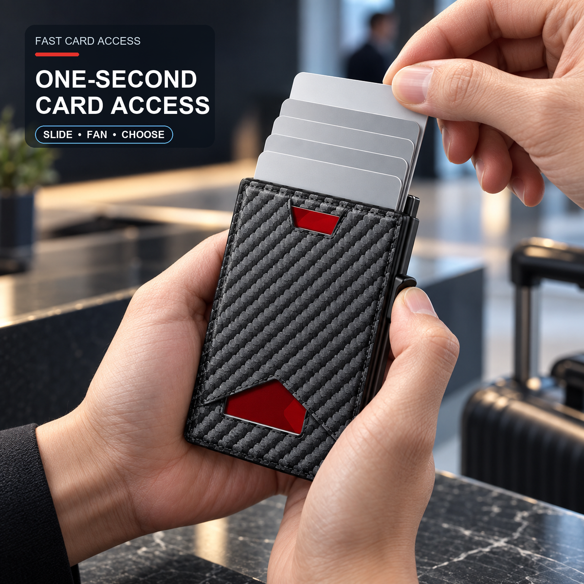 👔💳 Men's RFID Minimalist Bifold Wallet – Pop-Up Card Holder, Money Clip & Gift Box 🎁