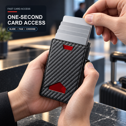 👔💳 Men's RFID Minimalist Bifold Wallet – Pop-Up Card Holder, Money Clip & Gift Box 🎁