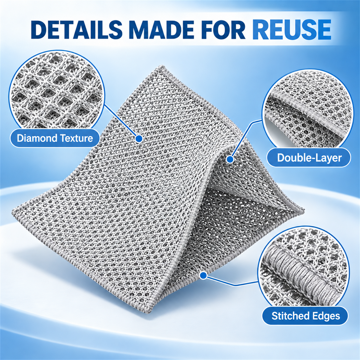 🧽✨20-Count Non-Scratch Wire Dishcloths – Reusable Kitchen Cleaning Towels for Wet & Dry Use 🍽️