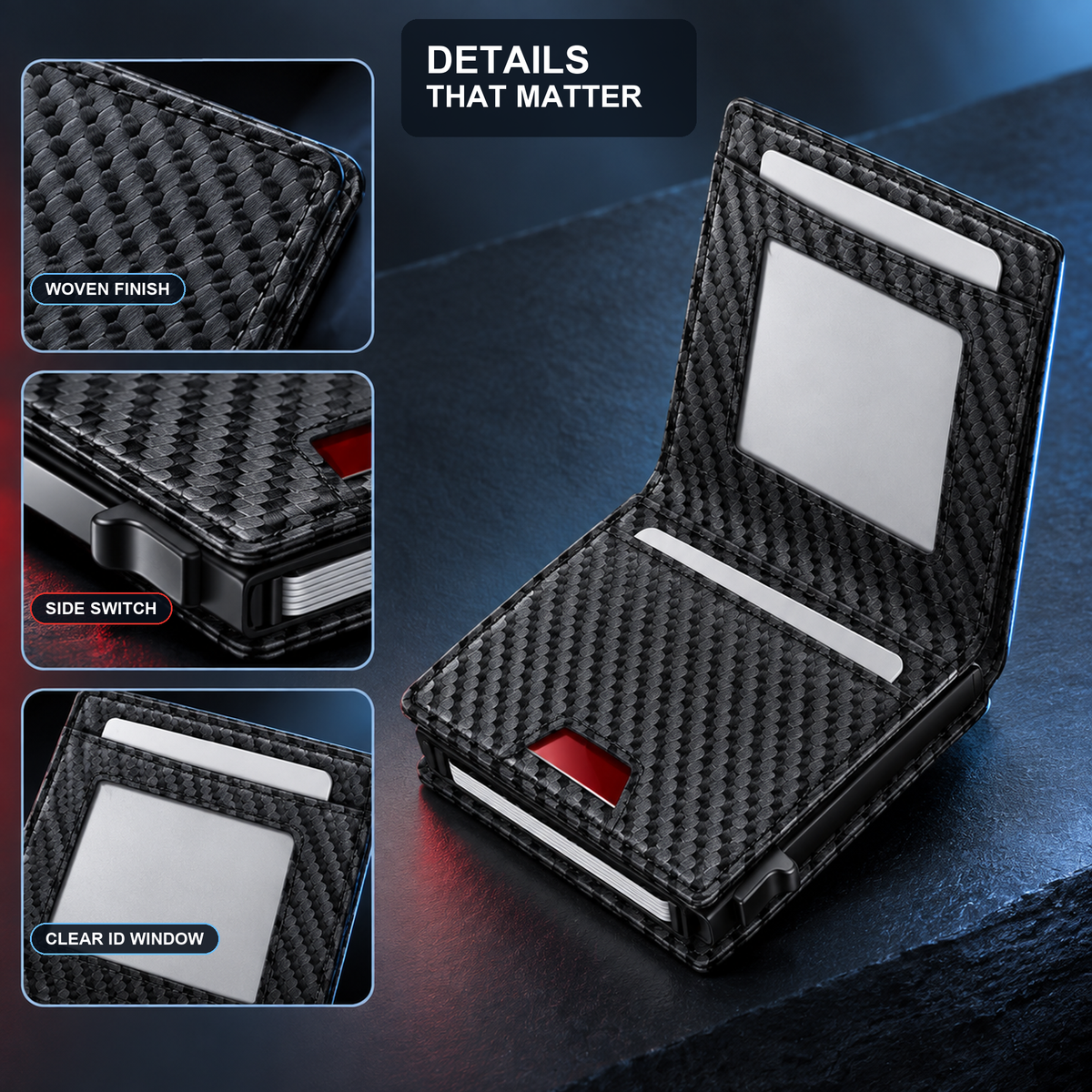 👔💳 Men's RFID Minimalist Bifold Wallet – Pop-Up Card Holder, Money Clip & Gift Box 🎁