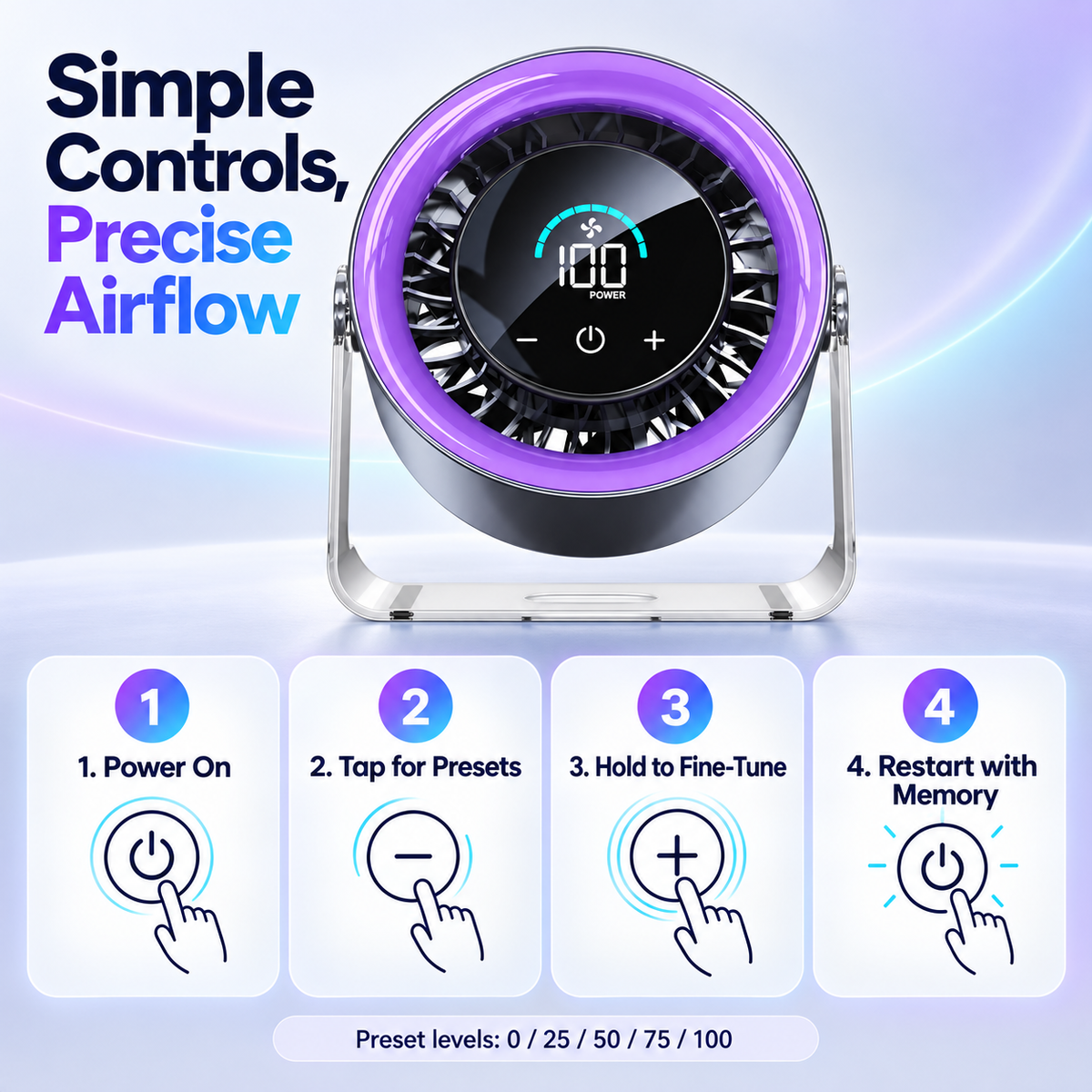 🌬️🔋 Coolhill Rechargeable Desk Fan – 100-Speed Digital Display & Quiet Portable Cooling ❄️
