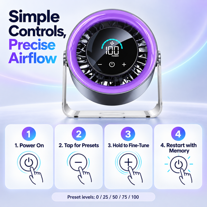 🌬️🔋 Coolhill Rechargeable Desk Fan – 100-Speed Digital Display & Quiet Portable Cooling ❄️
