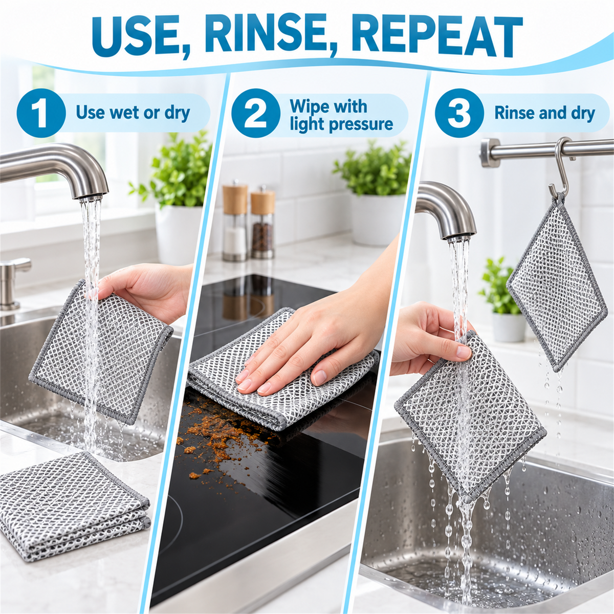 🧽✨20-Count Non-Scratch Wire Dishcloths – Reusable Kitchen Cleaning Towels for Wet & Dry Use 🍽️