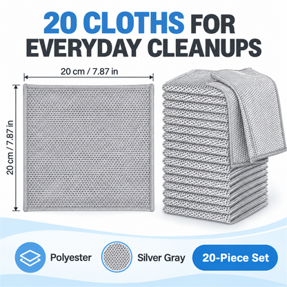 🧽✨20-Count Non-Scratch Wire Dishcloths – Reusable Kitchen Cleaning Towels for Wet & Dry Use 🍽️