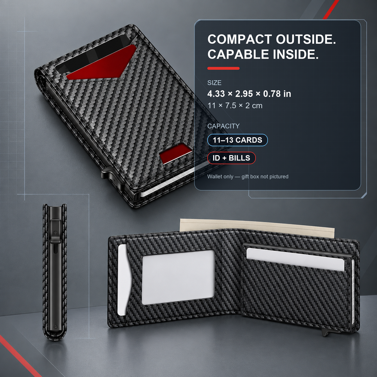 👔💳 Men's RFID Minimalist Bifold Wallet – Pop-Up Card Holder, Money Clip & Gift Box 🎁