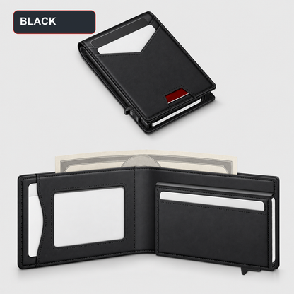 👔💳 Men's RFID Minimalist Bifold Wallet – Pop-Up Card Holder, Money Clip & Gift Box 🎁