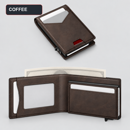 👔💳 Men's RFID Minimalist Bifold Wallet – Pop-Up Card Holder, Money Clip & Gift Box 🎁