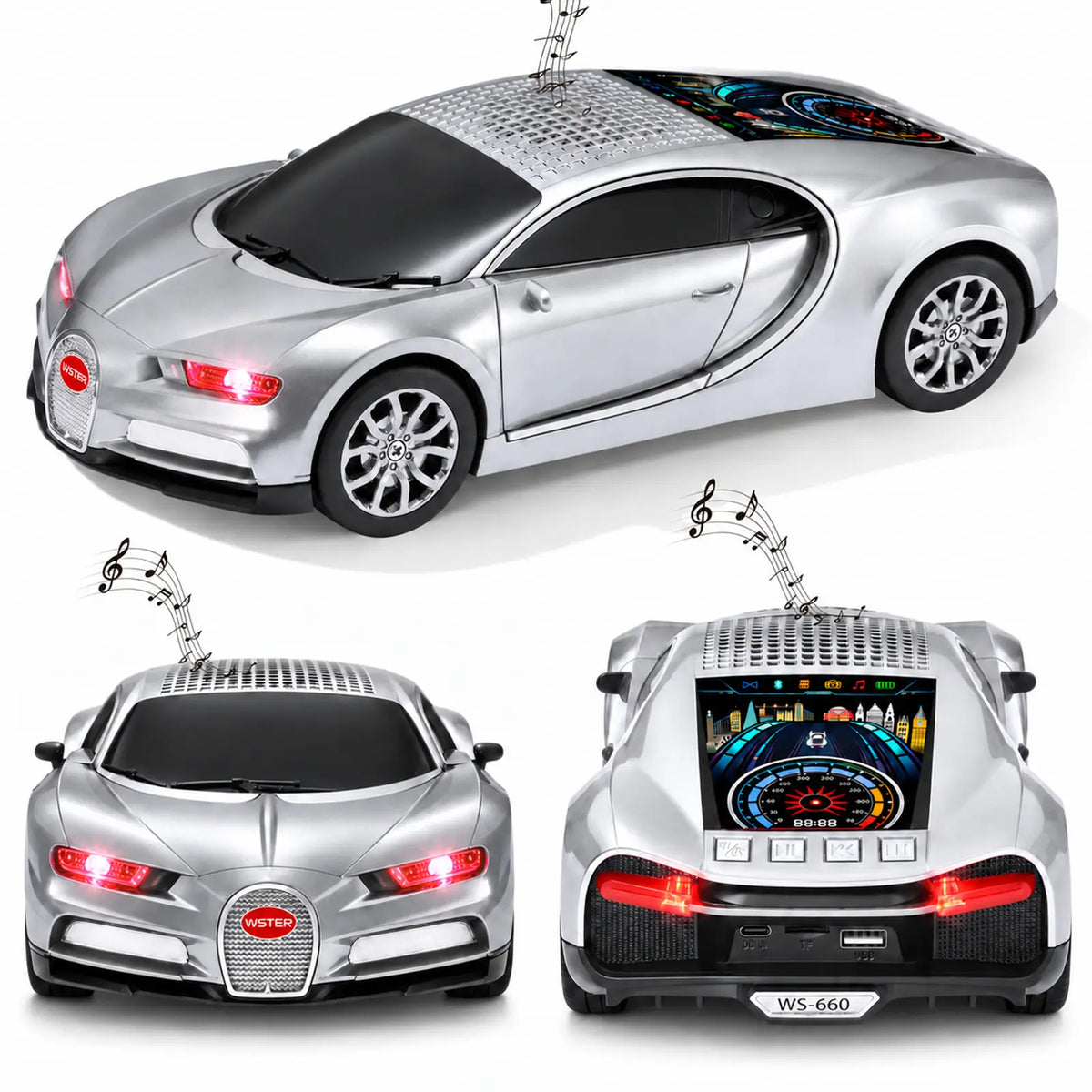 WSTER WS-660 Supercar Bluetooth Speaker with LED Lights