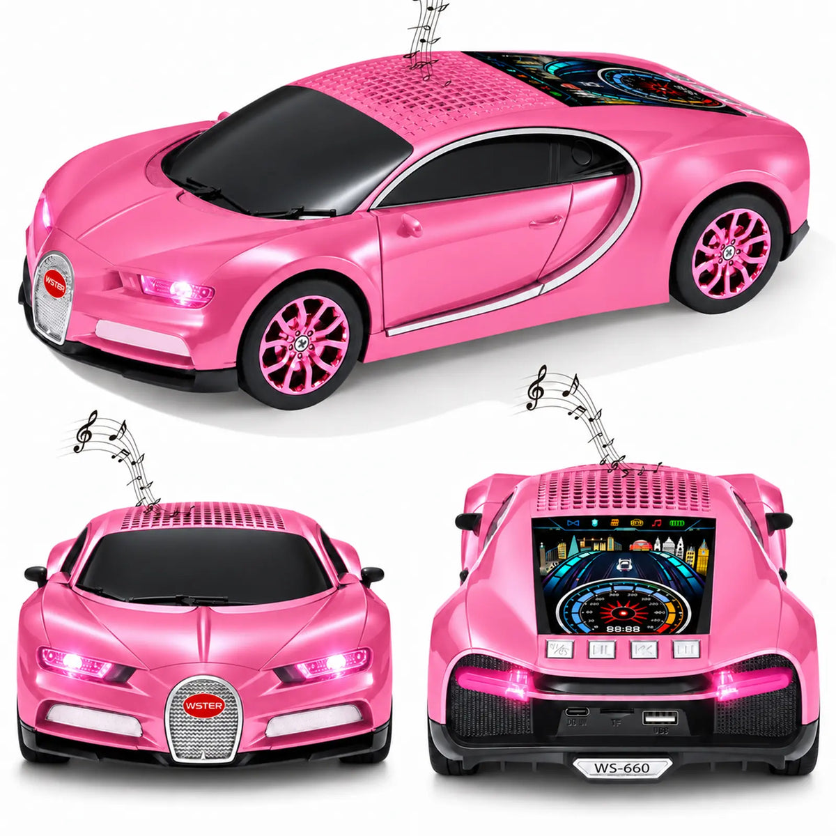 WSTER WS-660 Supercar Bluetooth Speaker with LED Lights