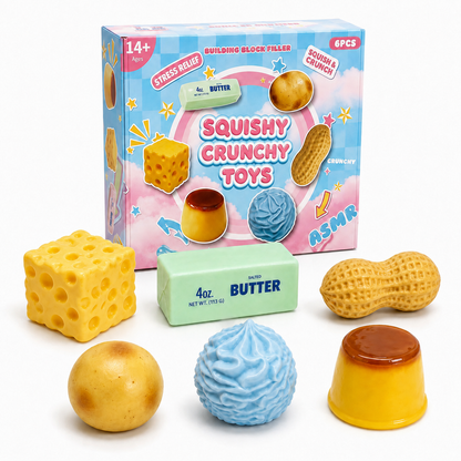 🌈 6-Piece Squishy Crunchy Fidget Toys 🤏✨