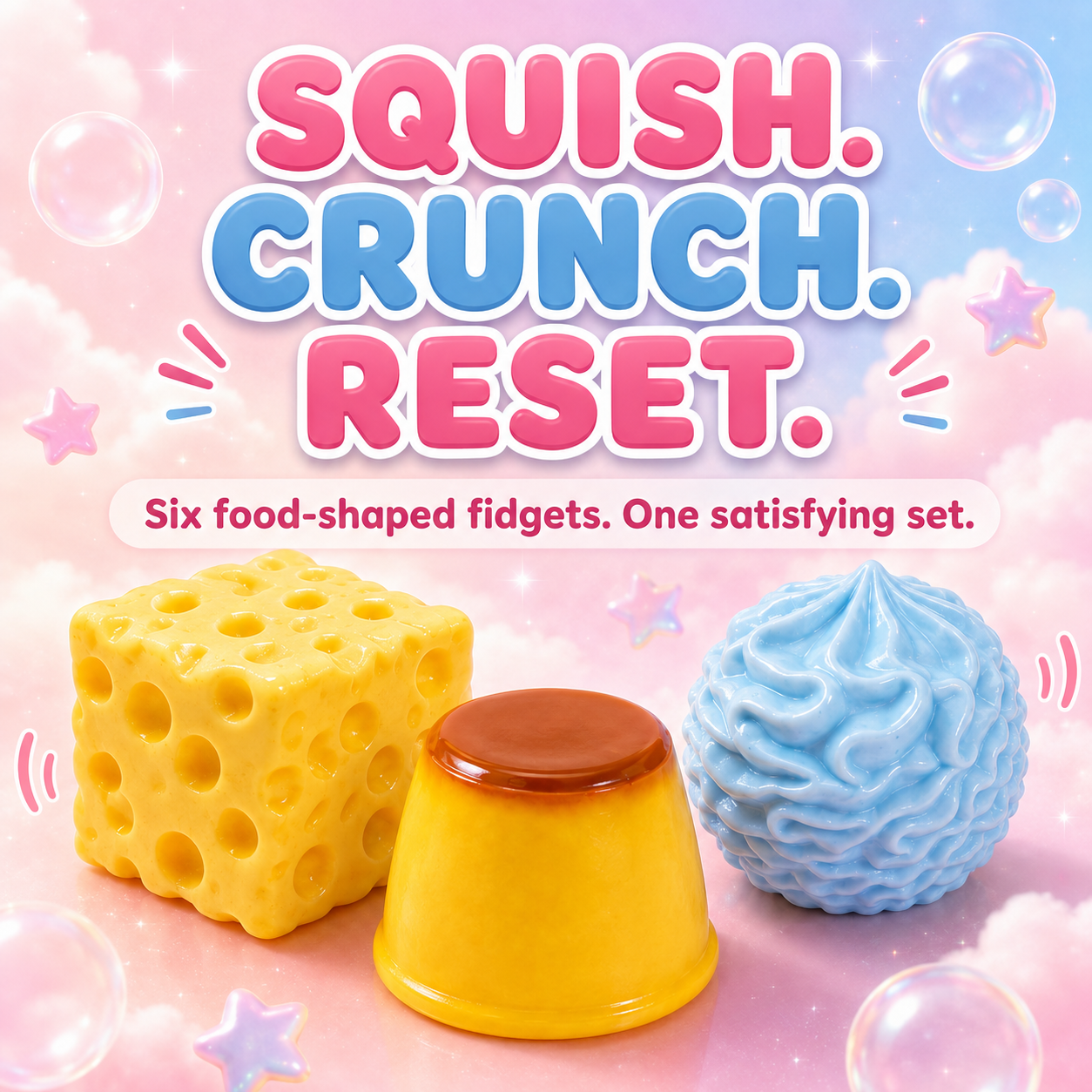 🌈 6-Piece Squishy Crunchy Fidget Toys 🤏✨