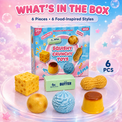 🌈 6-Piece Squishy Crunchy Fidget Toys 🤏✨