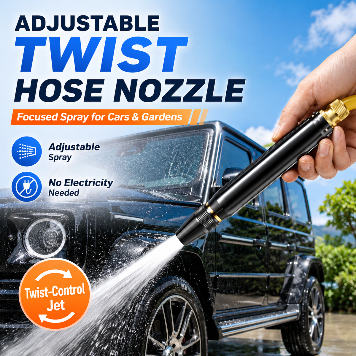 🤩BUY 3 FREE 2🚗Adjustable Twist Jet Hose Nozzle | Compact Outdoor Cleaning Sprayer