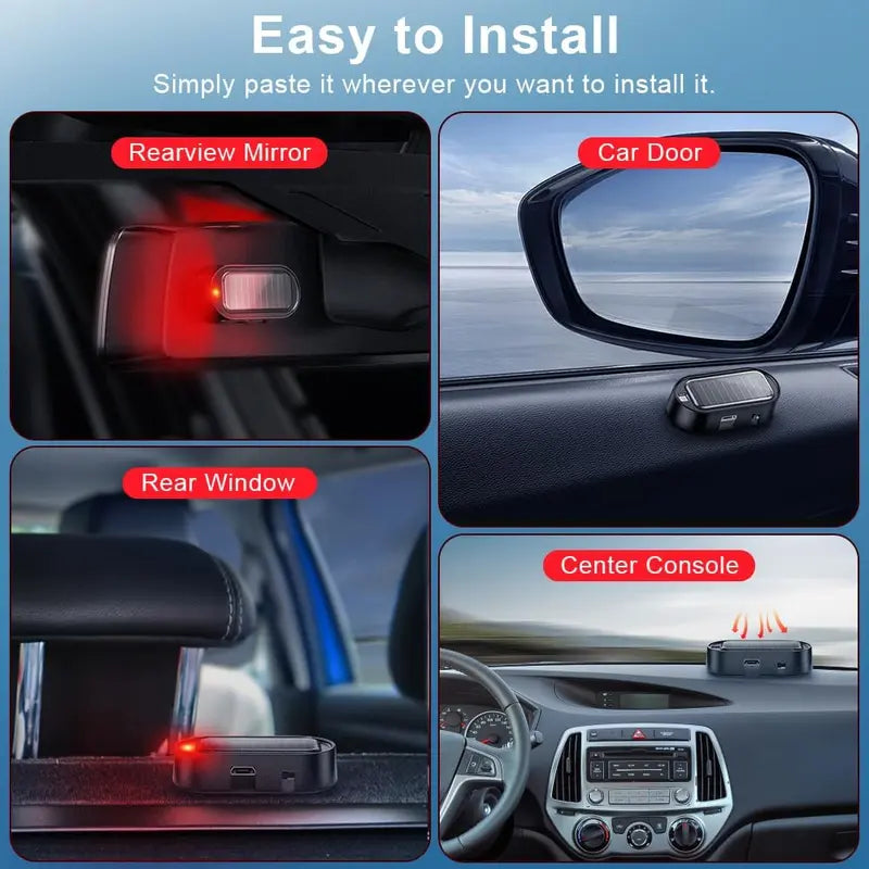 🚨 Solar Fake Car Alarm Light – LED Security Warning Flashing Simulator