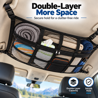 🎁Double-Layer Car Ceiling Cargo Net Storage Organizer