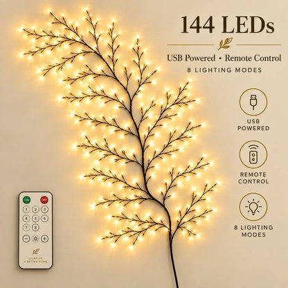 🌿✨ Flexible LED Branch Lights | Remote-Controlled Holiday Wall Decor 🎄💡