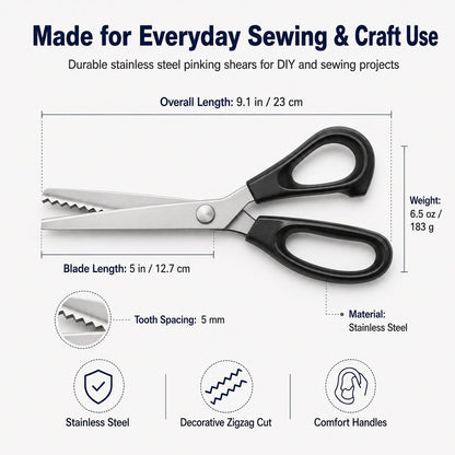 🔥LAST DAY 49% OFF✂️Pinking Shears Zig‑Zag Fabric Scissors 5mm Serrated Stainless Steel