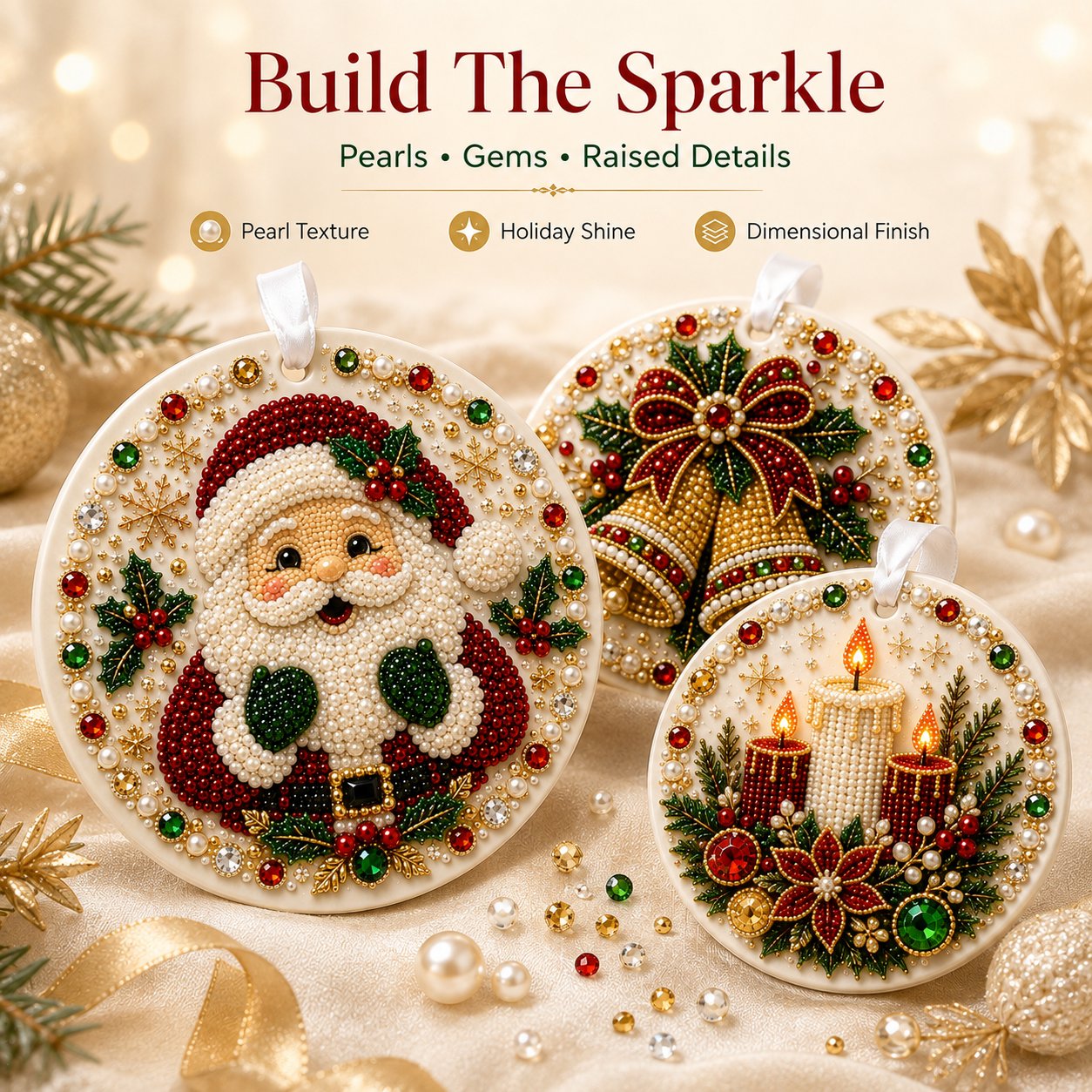 🌲✨ DIY Pearl & Gem Christmas Ornament Collection