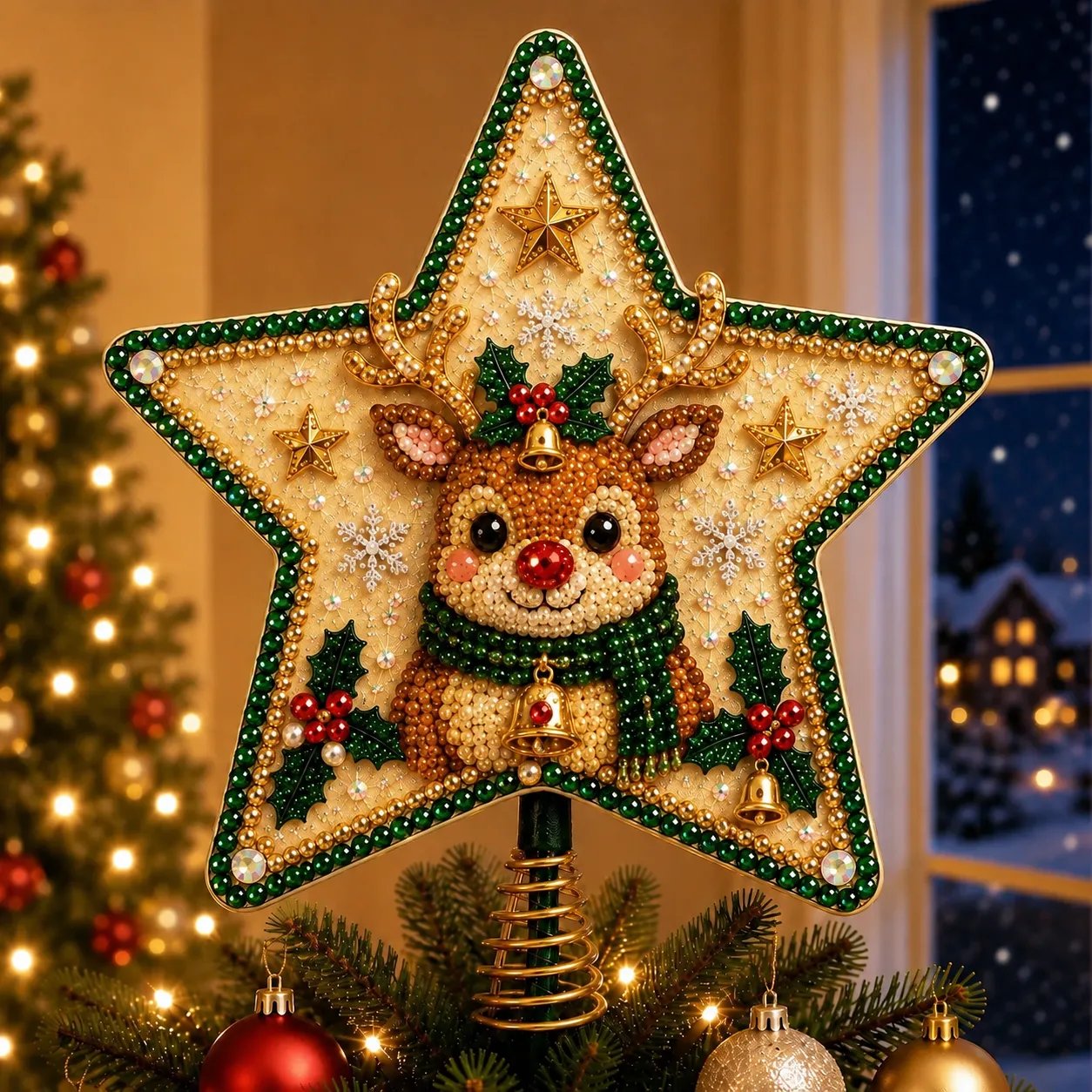 🎄⭐ Pearl Diamond Art Christmas Tree Topper Kit