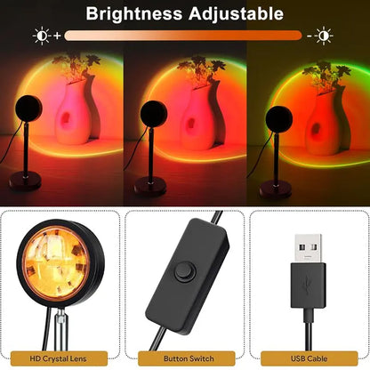 🌅✨ Sunset Projector Lamp – 16 RGB Colors, 180° Rotation & Starry Sky + Moon Effects 🌙