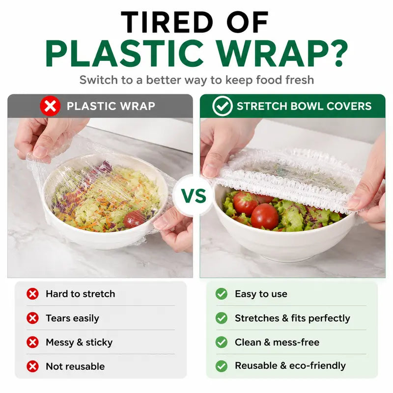 🔥LAST DAY 49% OFF🔥🍽️ Elastic Stretch Bowl Covers 🔁Disposable Microwave Safe Food Storage Covers