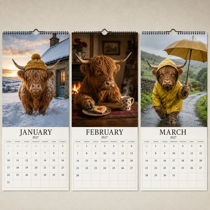 🐮📅 2027 Grumpy Highland Cows Calendar ✨