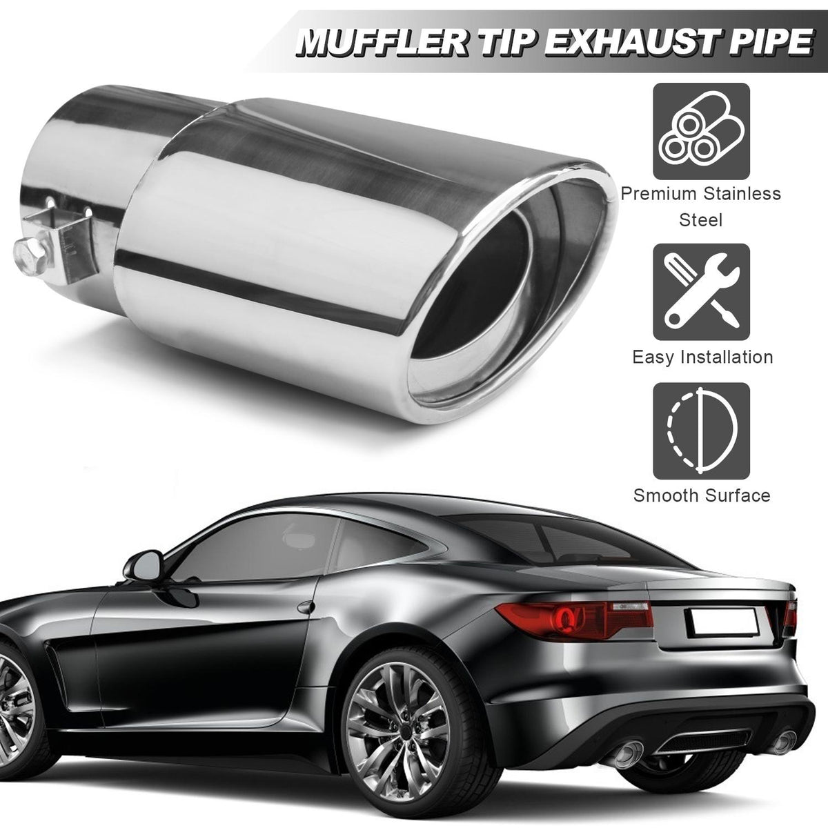 Universal Stainless Steel Car Exhaust Muffler Tip Trim Decor