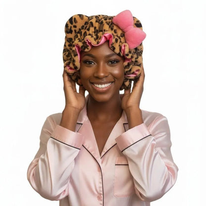 🎀Leopard Print & Pink Teddy Bonnet✨