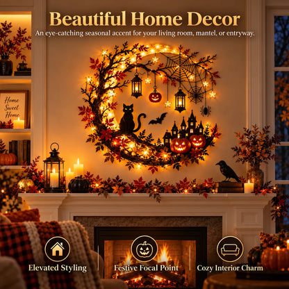 🌙🎃 Halloween Crescent Moon Lighted Wall Decor ✨