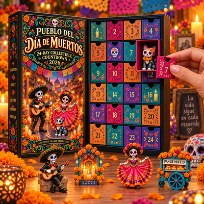 🎁Pueblo del Día de Muertos 2026 – 24-Day Day of the Dead Collectible Countdown Calendar with 24 Unique Miniatures
